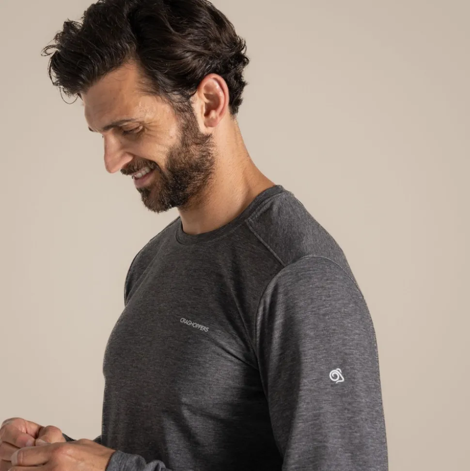 Nosilife Abel Langarm-T-Shirt für Herren | Black Pepper Marl