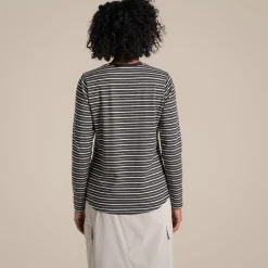 NosiLife Akona Langarmshirt für Damen | Charcoal Stripe