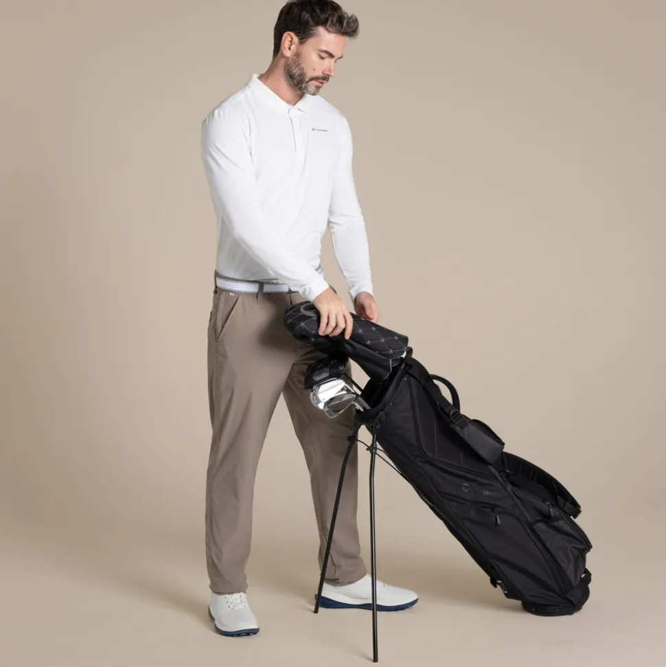 Nosilife Golf Bramshaw Langarm Polohemd für Herren | White