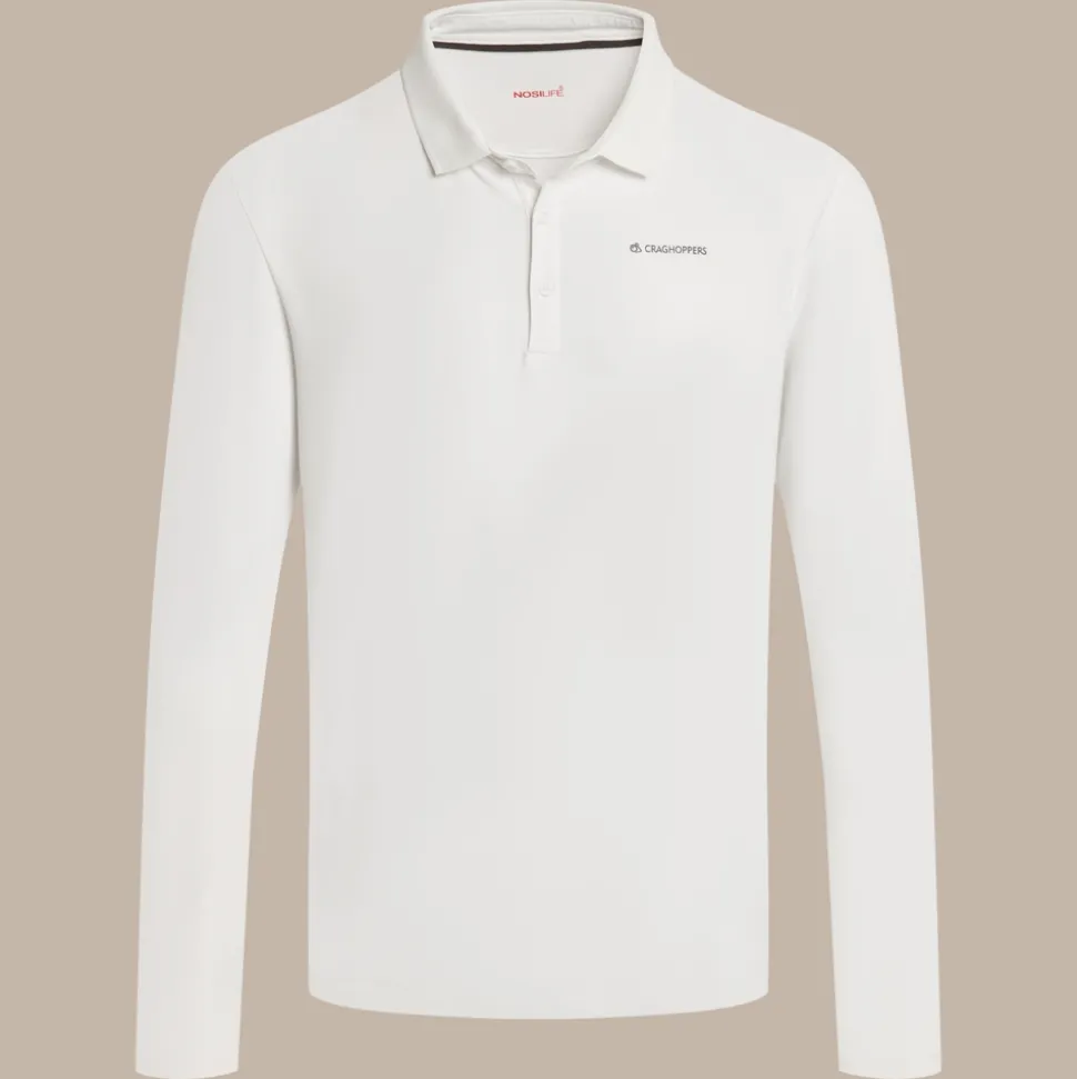 Nosilife Golf Bramshaw Langarm Polohemd für Herren | White