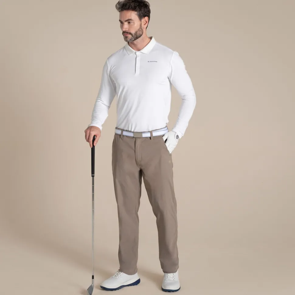 Nosilife Golf Bramshaw Langarm Polohemd für Herren | White