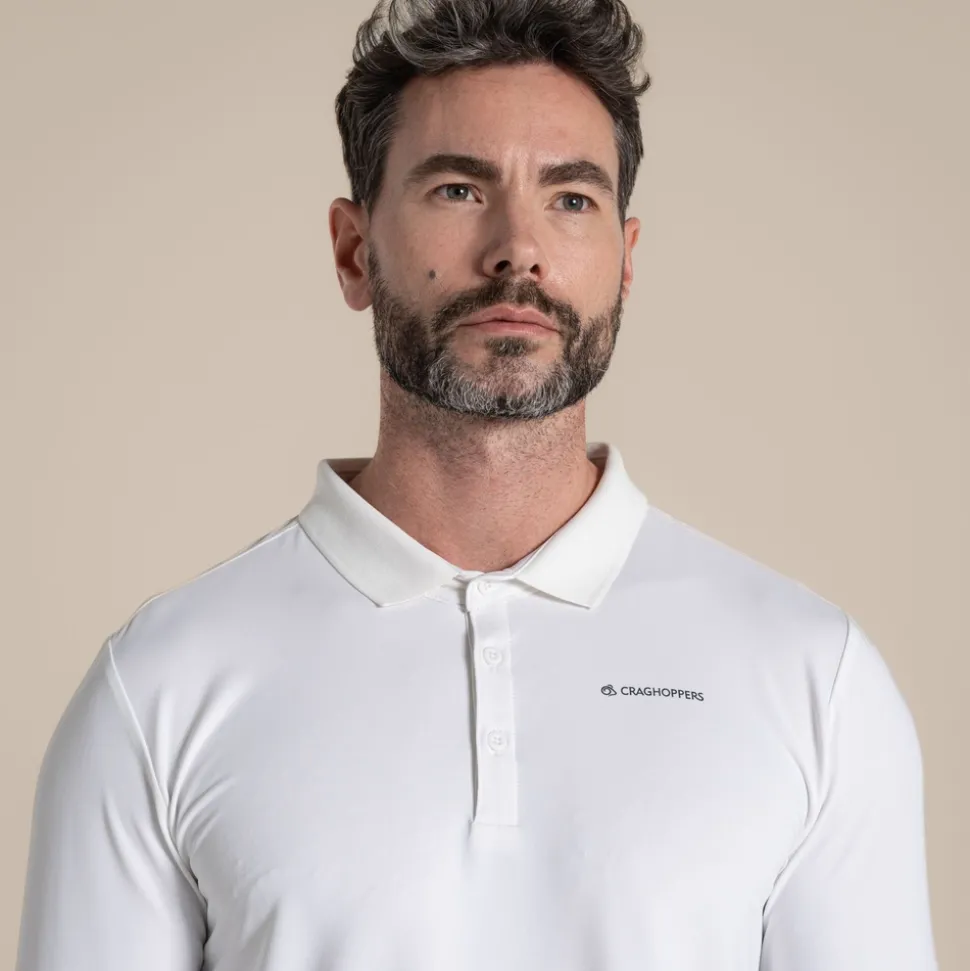 Nosilife Golf Bramshaw Langarm Polohemd für Herren | White