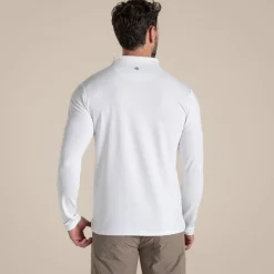 Nosilife Golf Bramshaw Langarm Polohemd für Herren | White