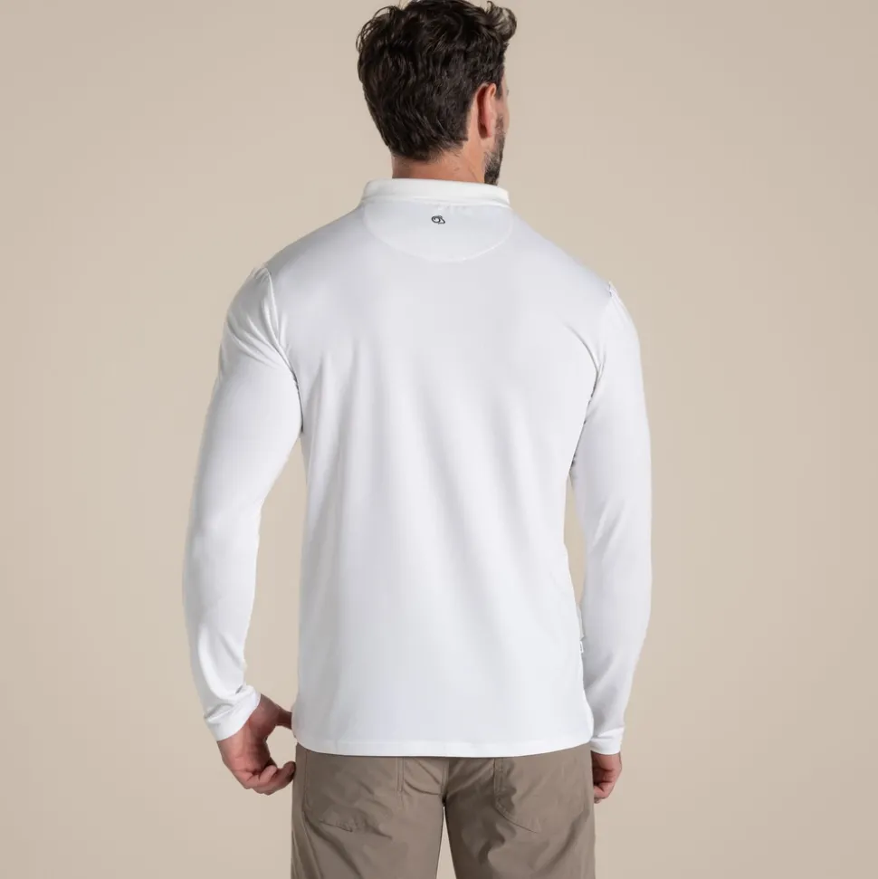 Nosilife Golf Bramshaw Langarm Polohemd für Herren | White