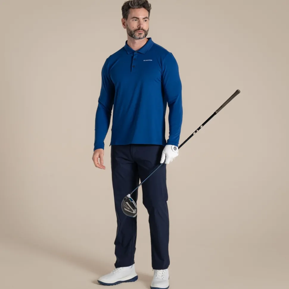 Nosilife Golf Bramshaw Langarm Polohemd für Herren | Deep Marina