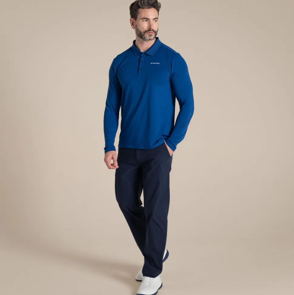 Nosilife Golf Bramshaw Langarm Polohemd für Herren | Deep Marina