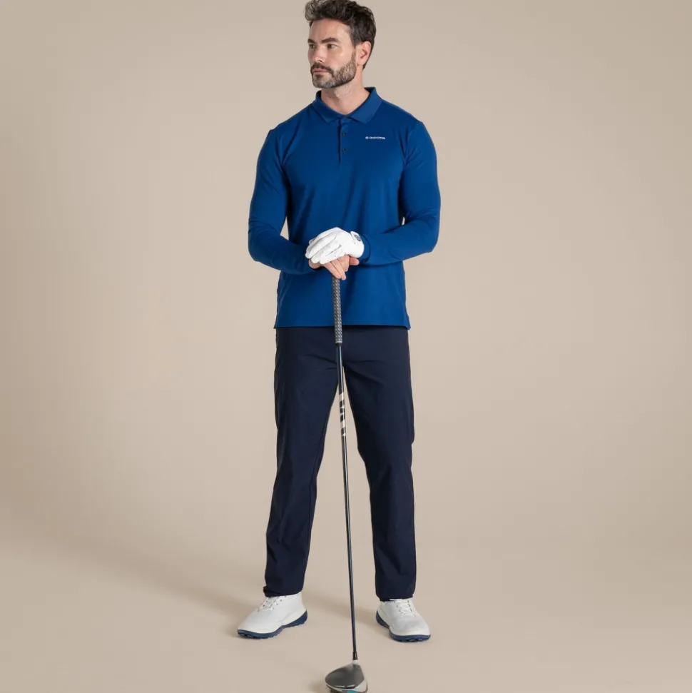 Nosilife Golf Bramshaw Langarm Polohemd für Herren | Deep Marina