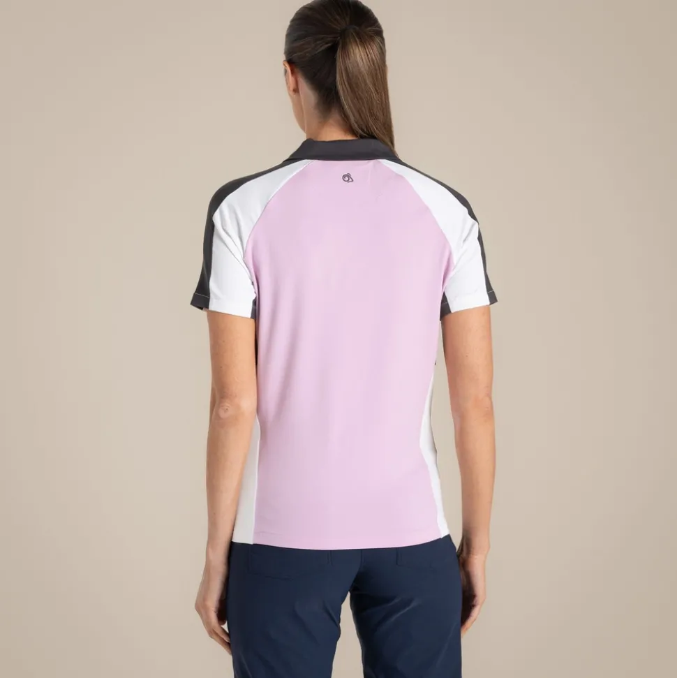 NosiLife Golf Hazelmere Polohemd mit kurzem Ärmel für Damen | Orchid / White