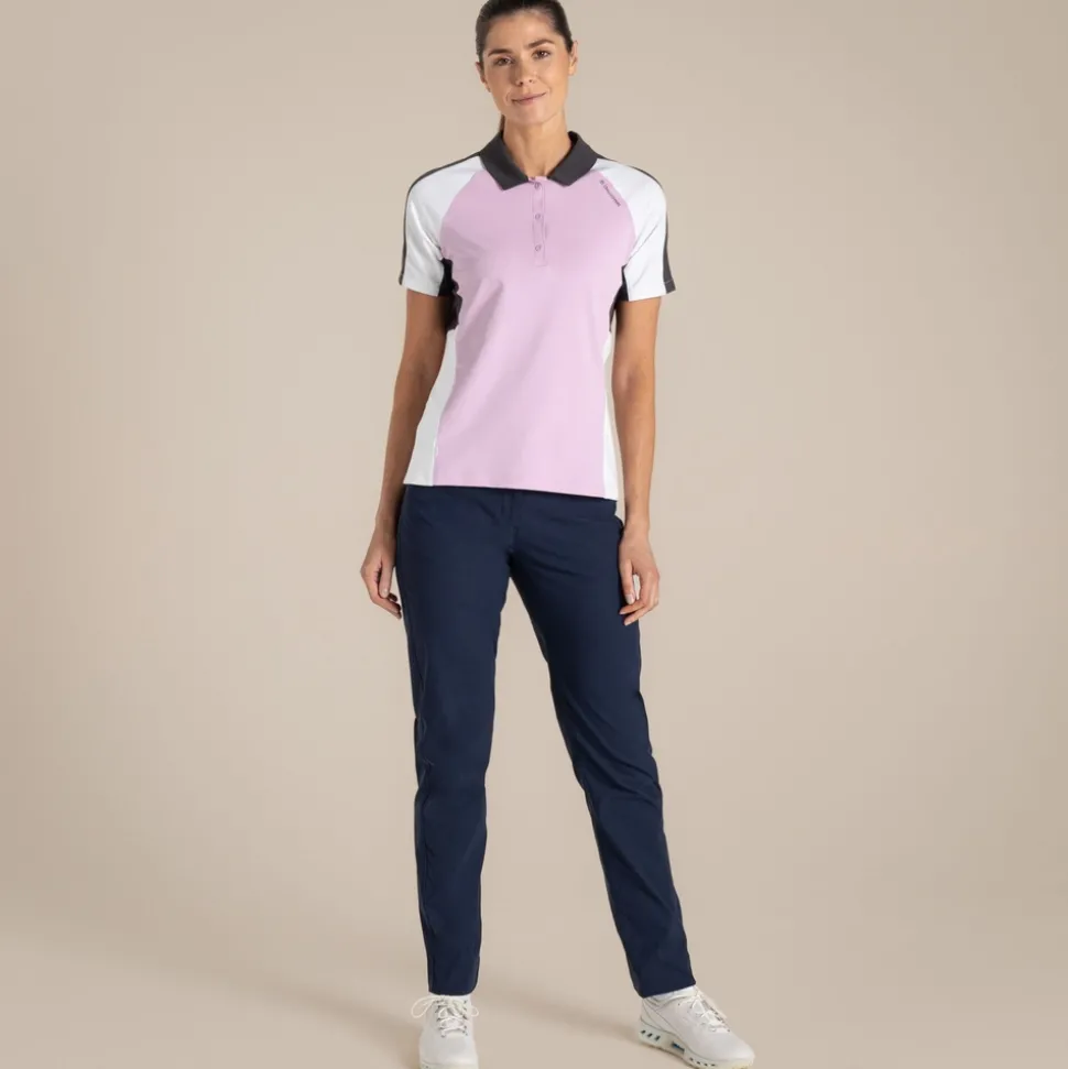NosiLife Golf Hazelmere Polohemd mit kurzem Ärmel für Damen | Orchid / White