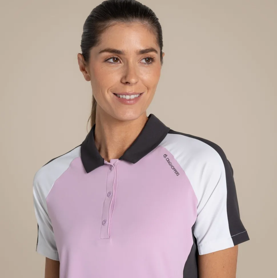 NosiLife Golf Hazelmere Polohemd mit kurzem Ärmel für Damen | Orchid / White