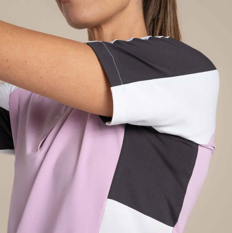 NosiLife Golf Hazelmere Polohemd mit kurzem Ärmel für Damen | Orchid / White