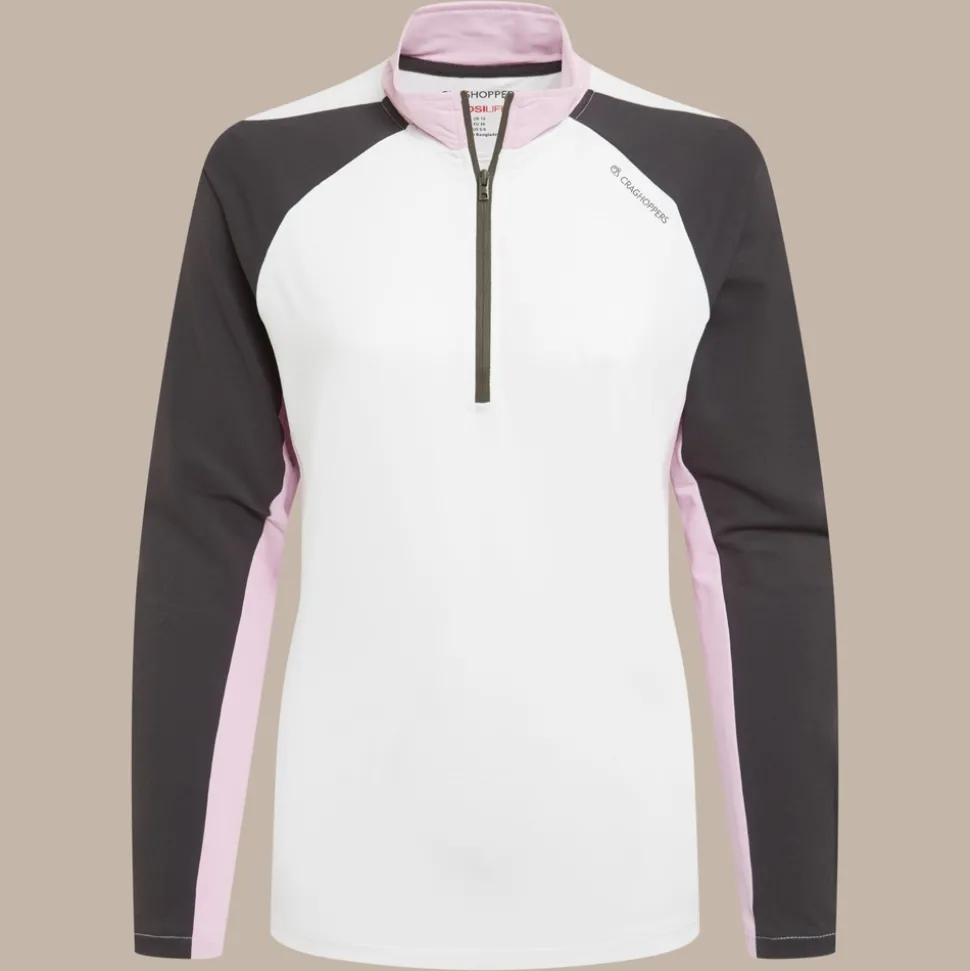 NosiLife Golf Ivybridge Half Zip Oberteil für Damen | White / Dark Iron