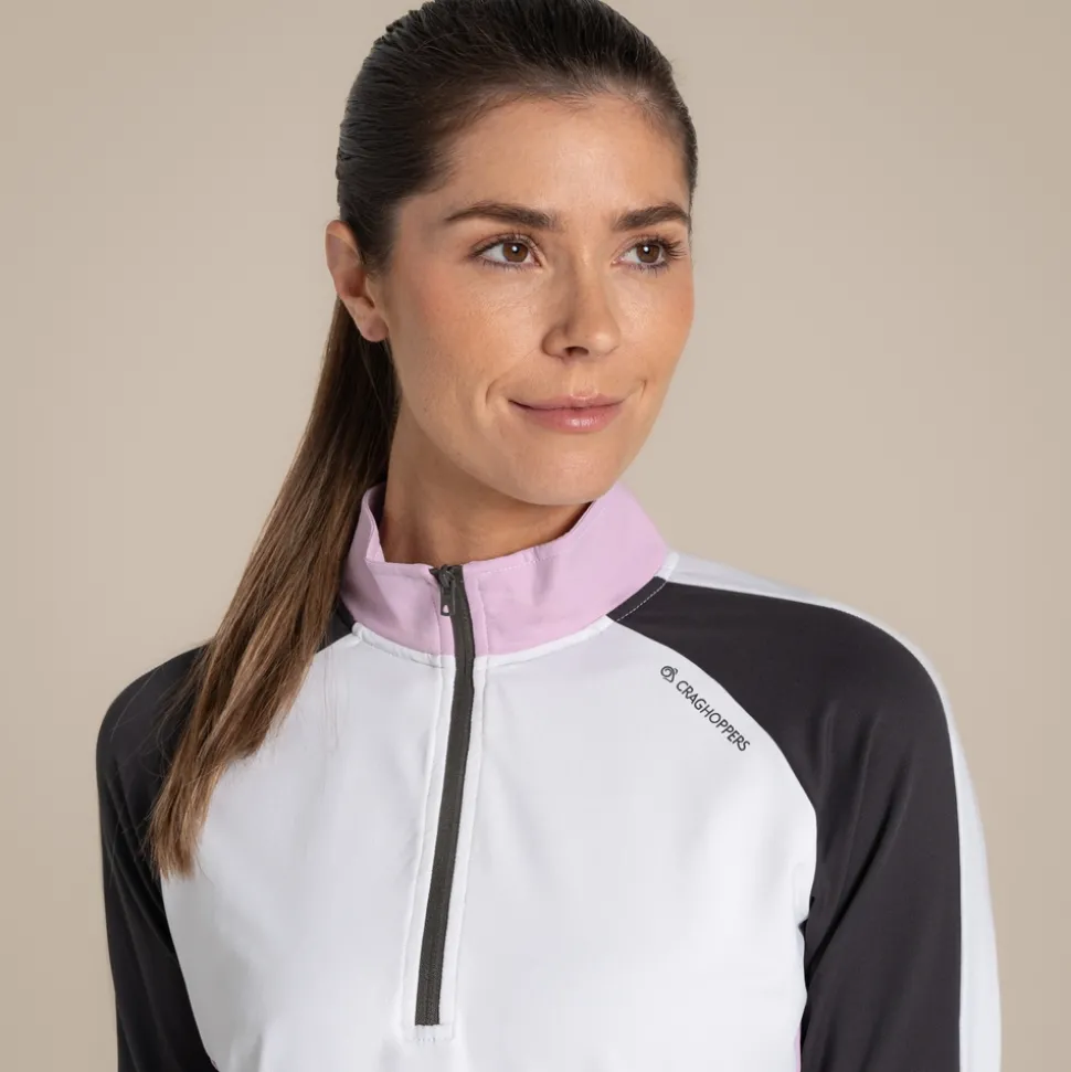 NosiLife Golf Ivybridge Half Zip Oberteil für Damen | White / Dark Iron