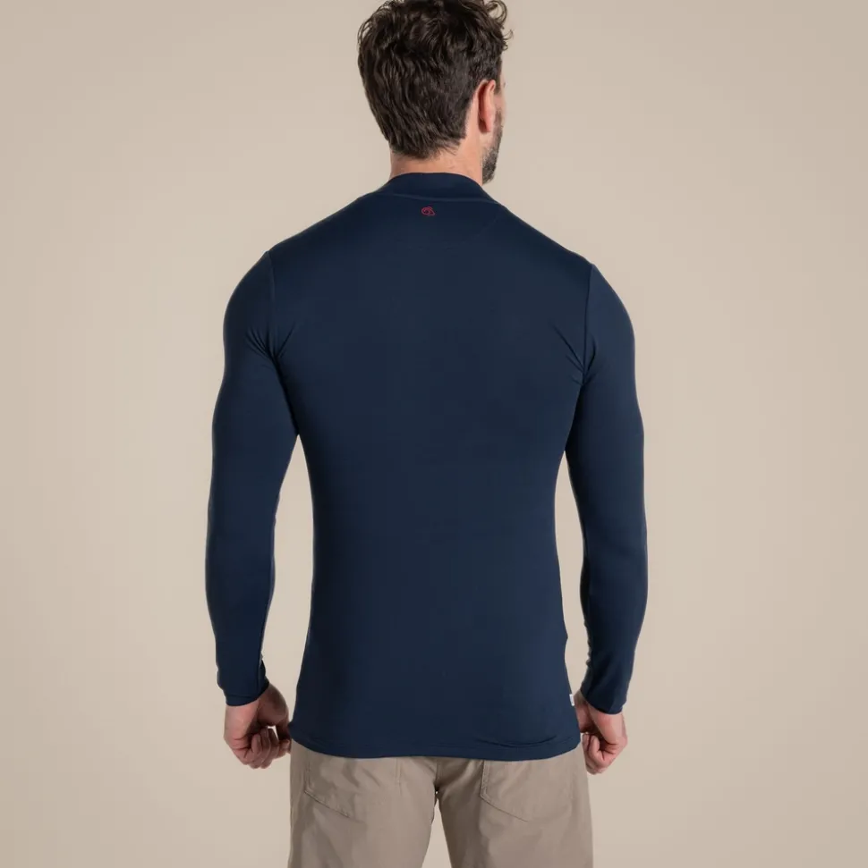 Nosilife Golf Langarmtop mit Stehkragen für Herren | Blue Navy