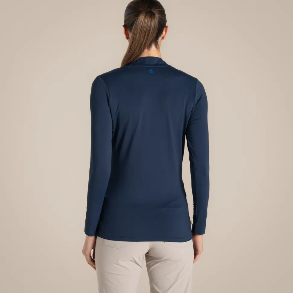 Nosilife Golf Langarmtop mit Stehkragen für Damen | Blue Navy