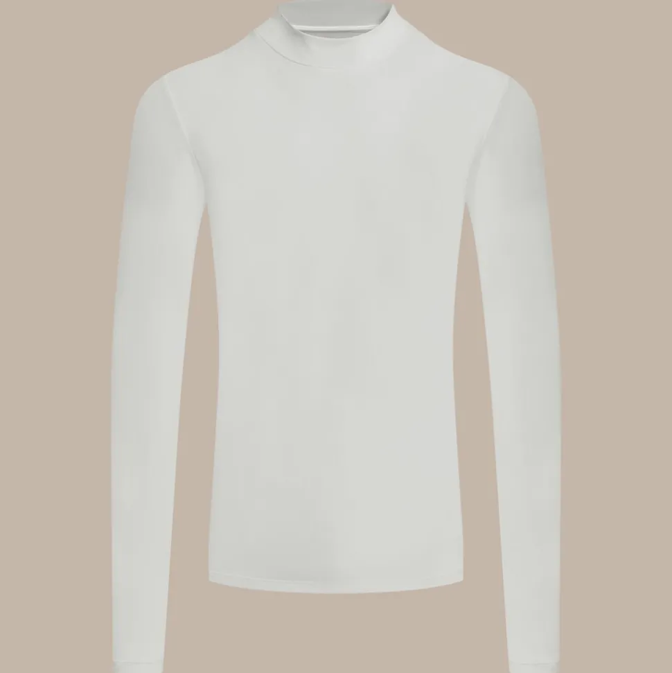 Nosilife Golf Langarmtop mit Stehkragen für Herren | White