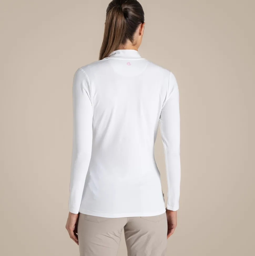 Nosilife Golf Langarmtop mit Stehkragen für Damen | White
