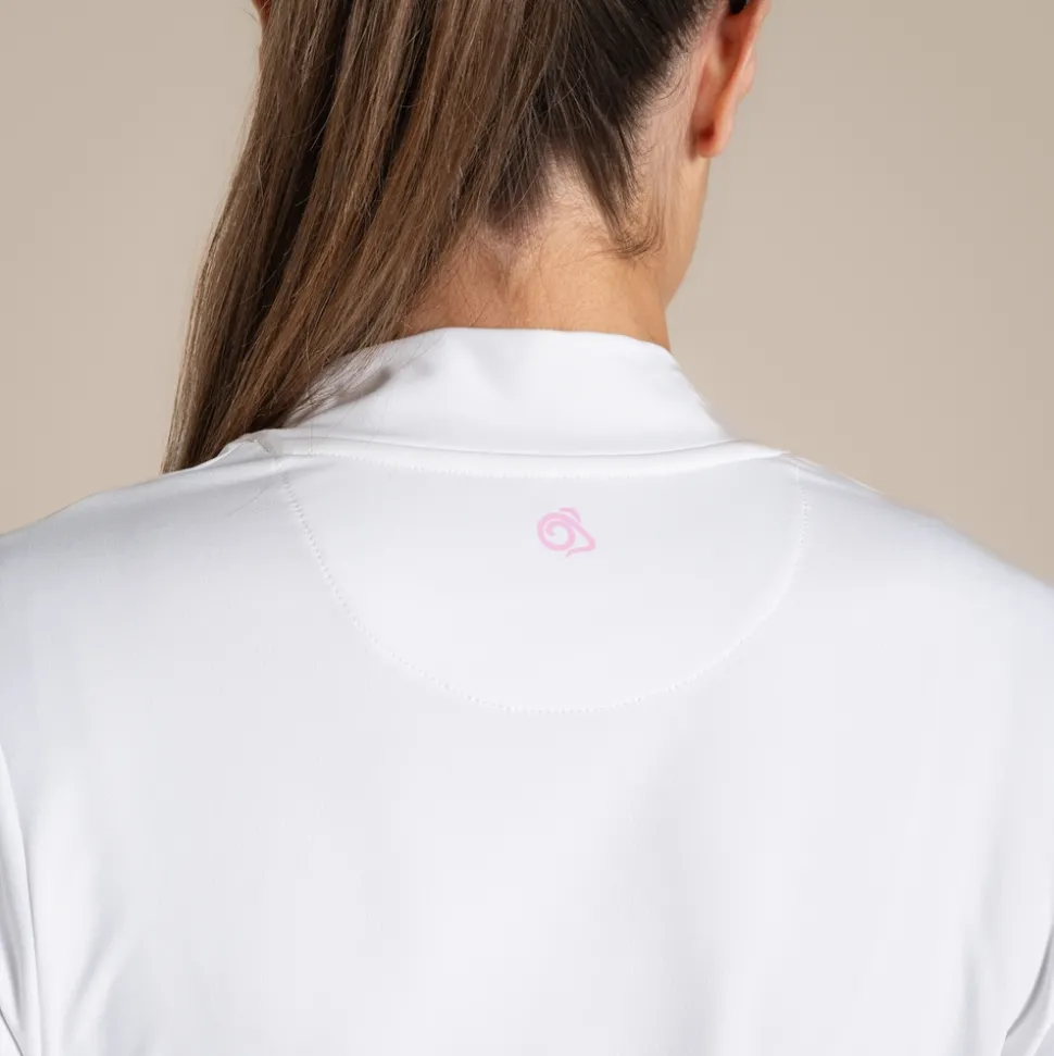 Nosilife Golf Langarmtop mit Stehkragen für Damen | White