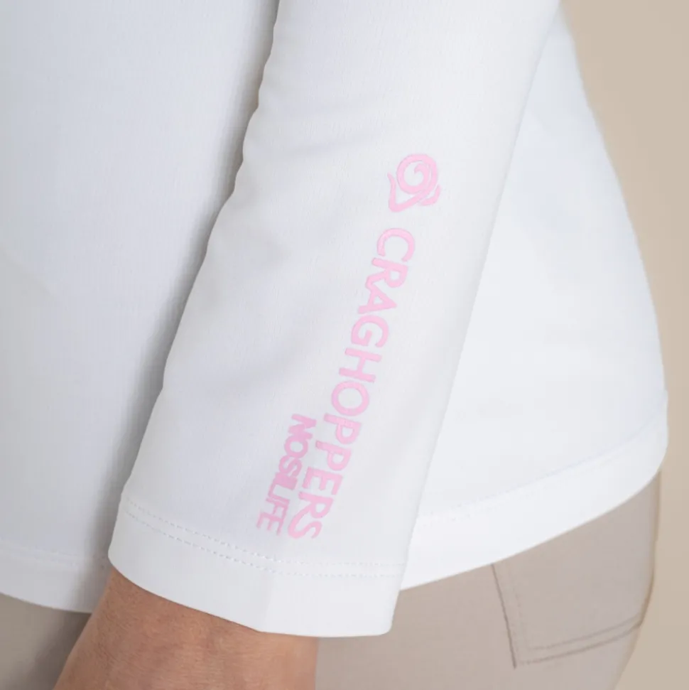 Nosilife Golf Langarmtop mit Stehkragen für Damen | White