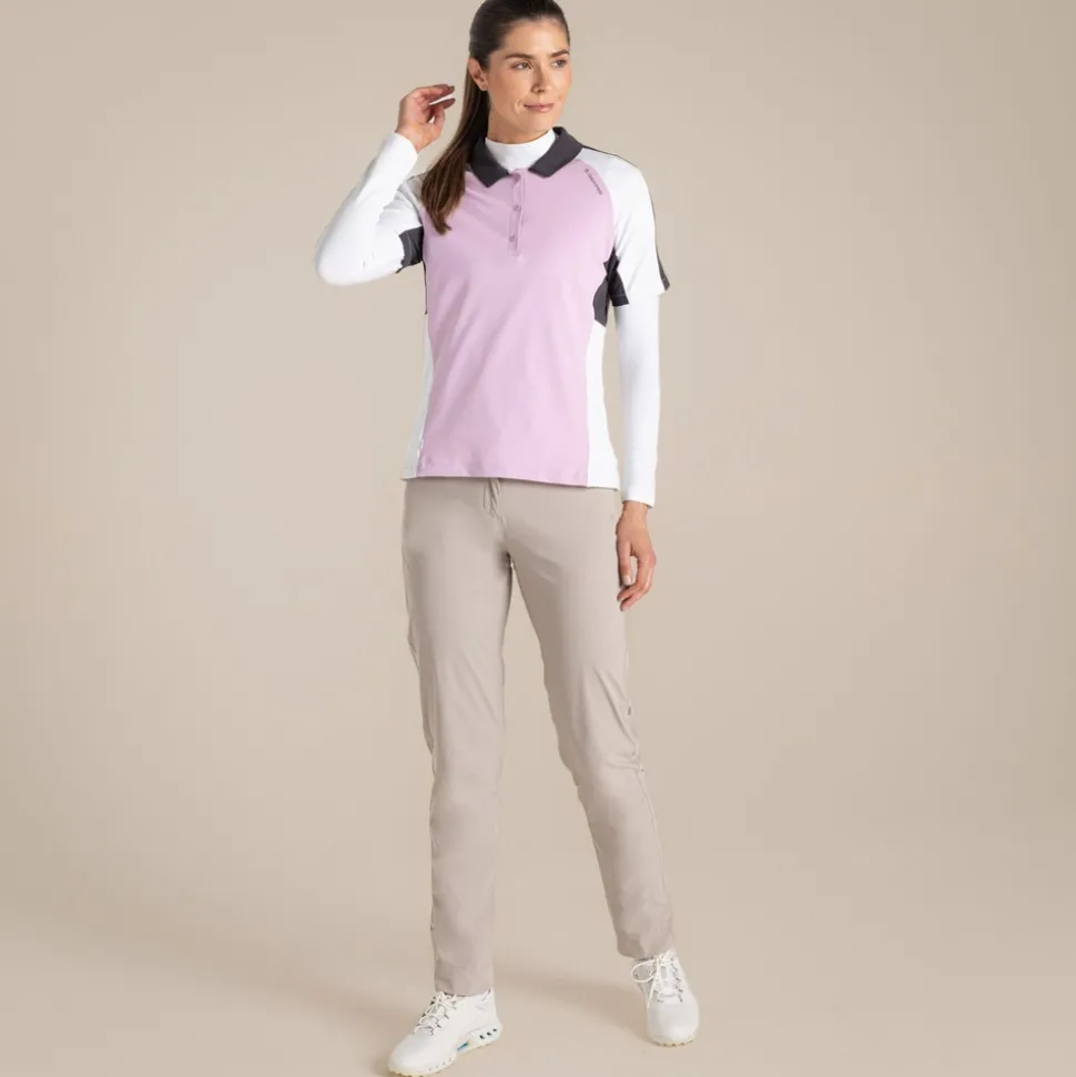 Nosilife Golf Langarmtop mit Stehkragen für Damen | White