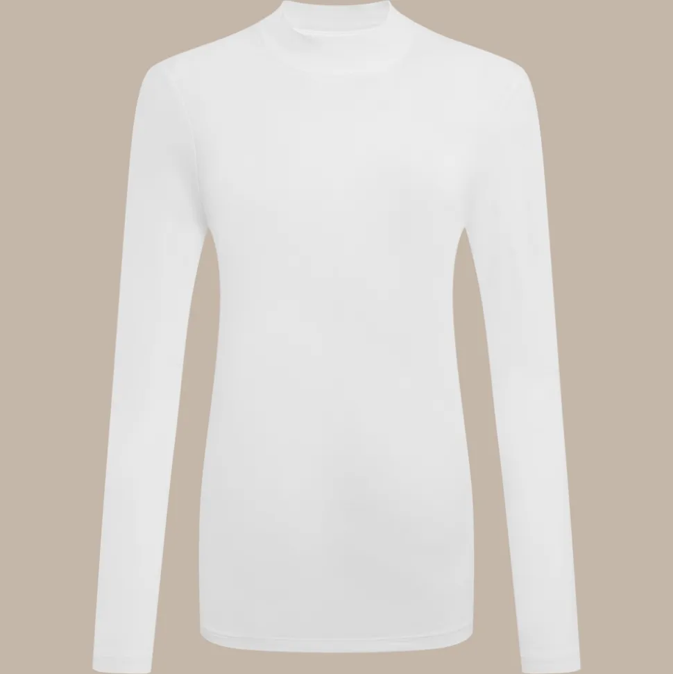 Nosilife Golf Langarmtop mit Stehkragen für Damen | White