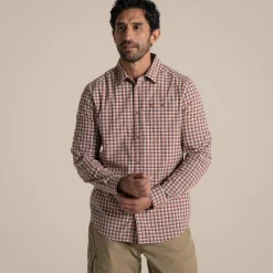 NosiLife Nuoro Check Hemd mit langem Ärmel für Herren | Red Beach Check