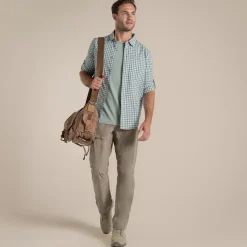 NosiLife Nuoro Check Hemd mit langem Ärmel für Herren | Lichen Green / Ecru Check