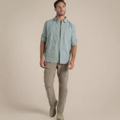 NosiLife Nuoro Check Hemd mit langem Ärmel für Herren | Lichen Green / Ecru Check