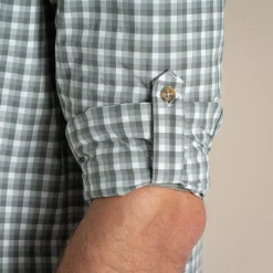 NosiLife Nuoro Check Hemd mit langem Ärmel für Herren | Lichen Green / Ecru Check