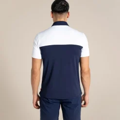 NosiLife Pro Polohemd mit kurzem Ärmel für Herren | Optic White / Blue Navy