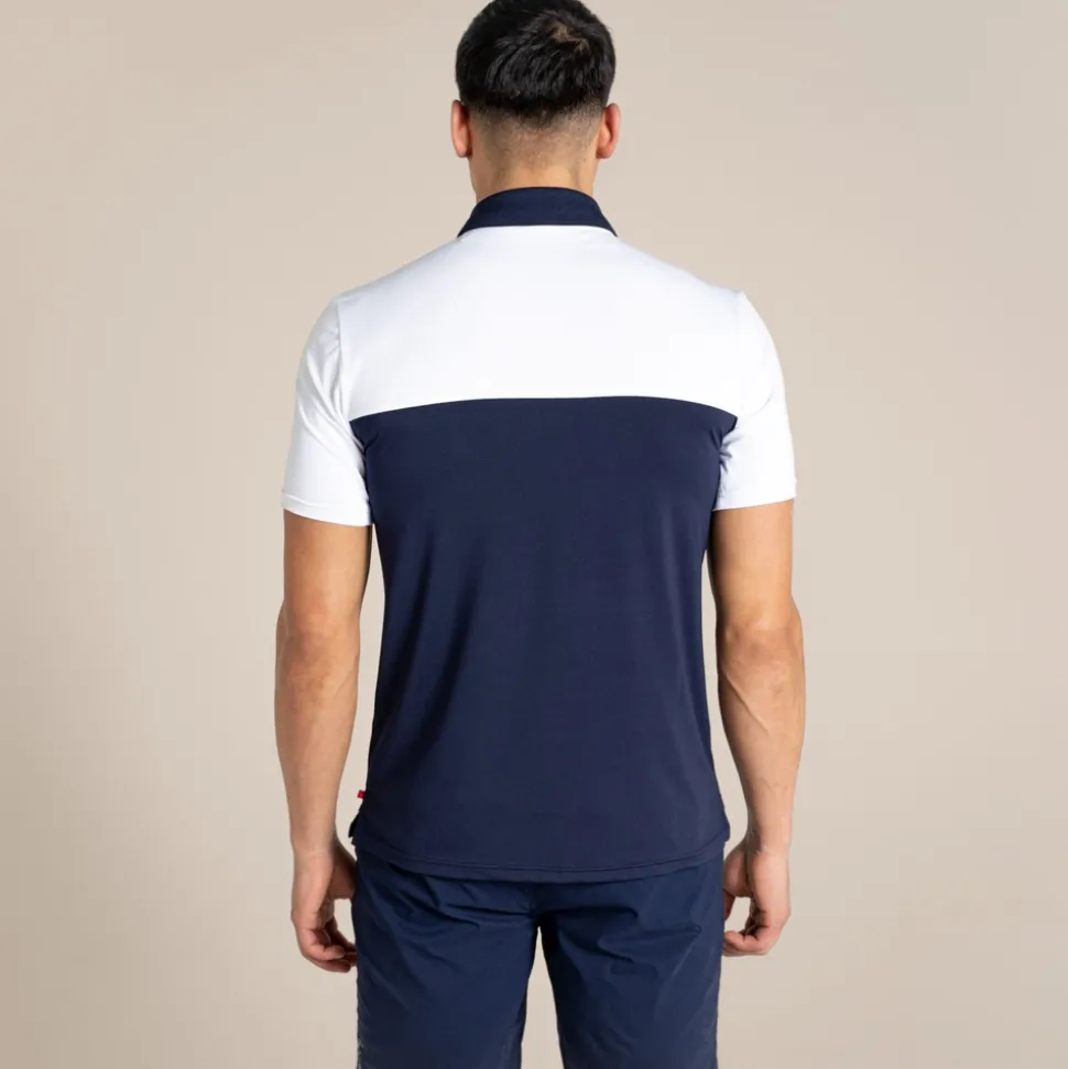 NosiLife Pro Polohemd mit kurzem Ärmel für Herren | Optic White / Blue Navy