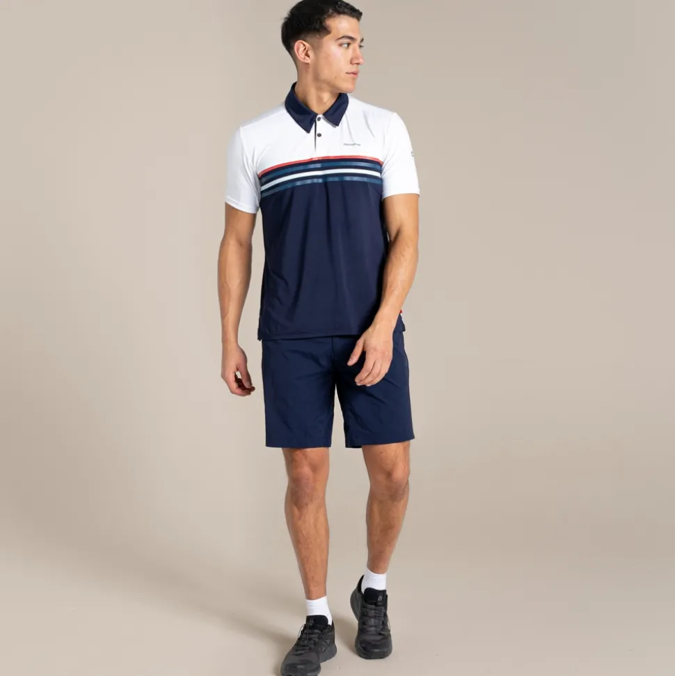 NosiLife Pro Polohemd mit kurzem Ärmel für Herren | Optic White / Blue Navy