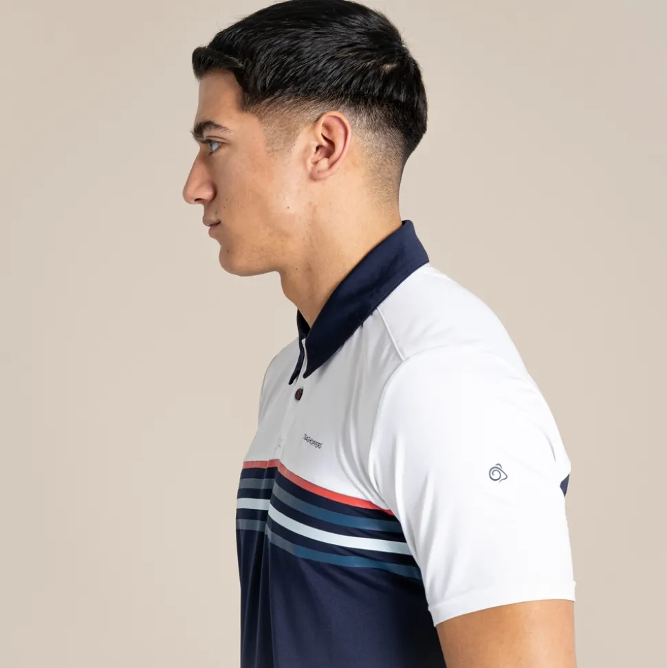 NosiLife Pro Polohemd mit kurzem Ärmel für Herren | Optic White / Blue Navy