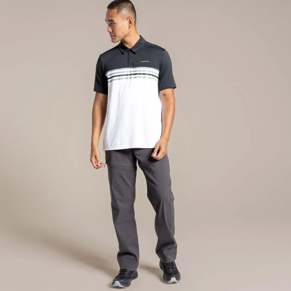 NosiLife Pro Polohemd mit kurzem Ärmel für Herren | Black / Optic White