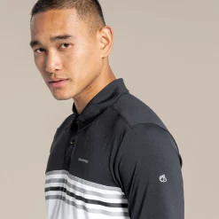 NosiLife Pro Polohemd mit kurzem Ärmel für Herren | Black / Optic White