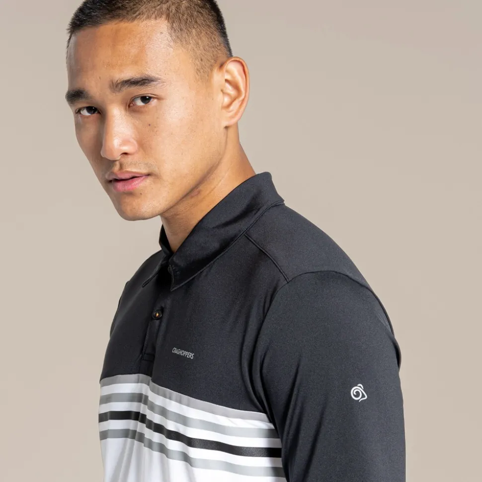 NosiLife Pro Polohemd mit kurzem Ärmel für Herren | Black / Optic White