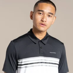 NosiLife Pro Polohemd mit kurzem Ärmel für Herren | Black / Optic White