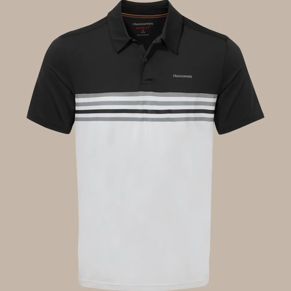 NosiLife Pro Polohemd mit kurzem Ärmel für Herren | Black / Optic White