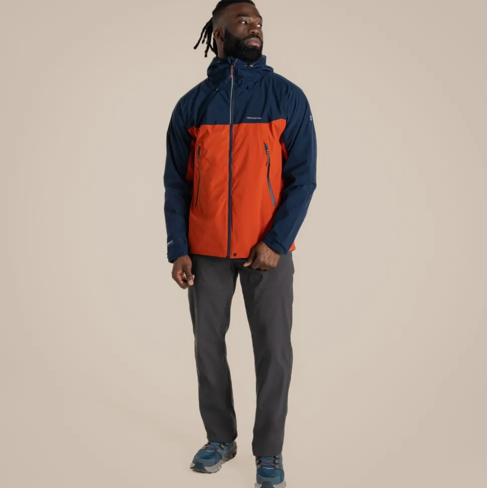 Wasserdichte Diggory Stretch-Jacke für Herren | Blue Navy / Carnelian Orange