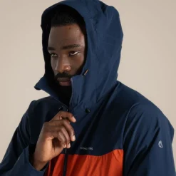 Wasserdichte Diggory Stretch-Jacke für Herren | Blue Navy / Carnelian Orange