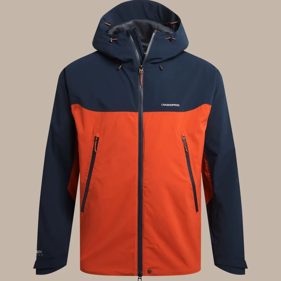 Wasserdichte Diggory Stretch-Jacke für Herren | Blue Navy / Carnelian Orange