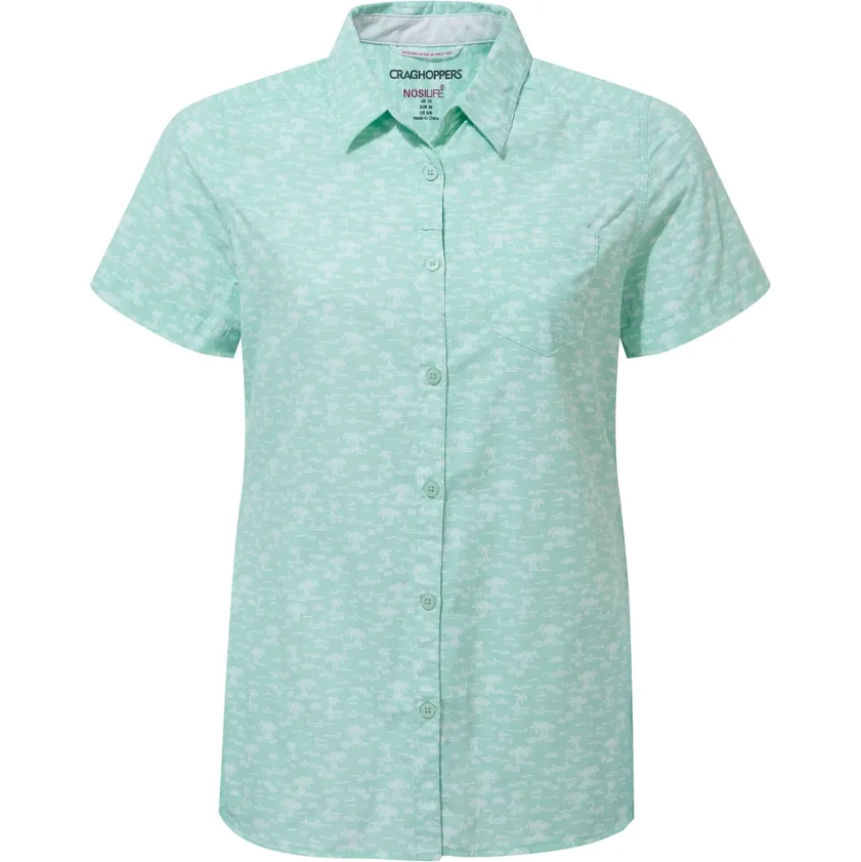 Women's Nosilife Tillia Short Sleeved Shirt | Poolside Green Print