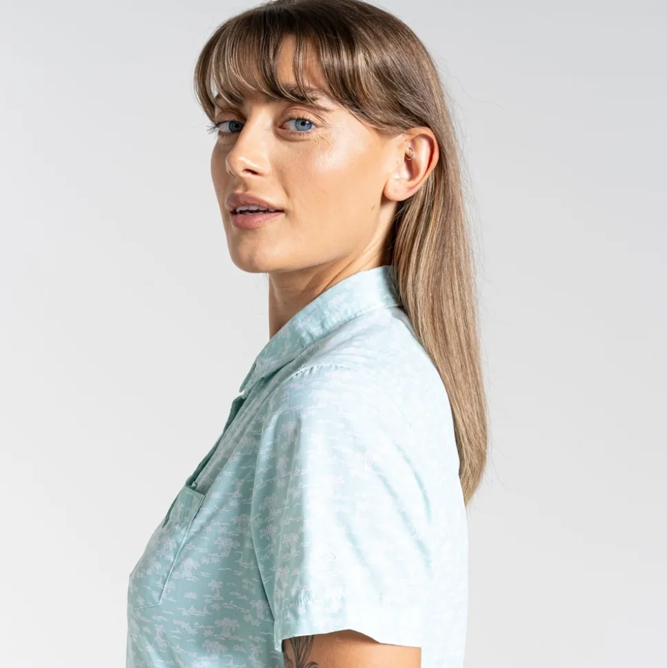 Women's Nosilife Tillia Short Sleeved Shirt | Poolside Green Print