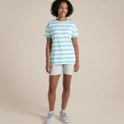 Yago Oberteil mit kurzem Ärmel für Damen | Aqua Sky Stripe